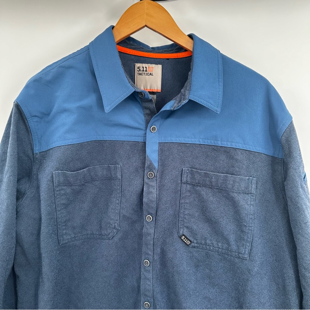5.11 511 Tactical Shirt Men's XL Blue Long Sleeve Snap‎ Button Up Cotton Pockets